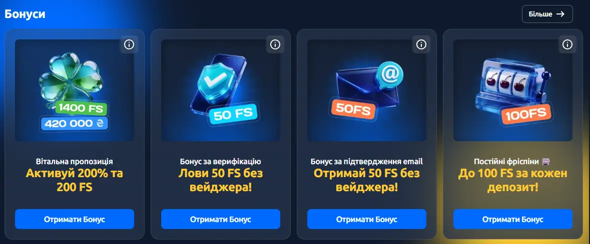 Бонусні пропозиції казино Champion Club