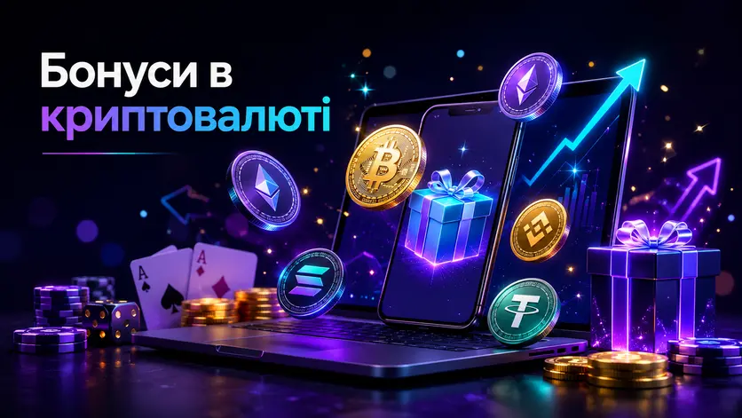 Ілюстрація криптовалютних бонусів казино