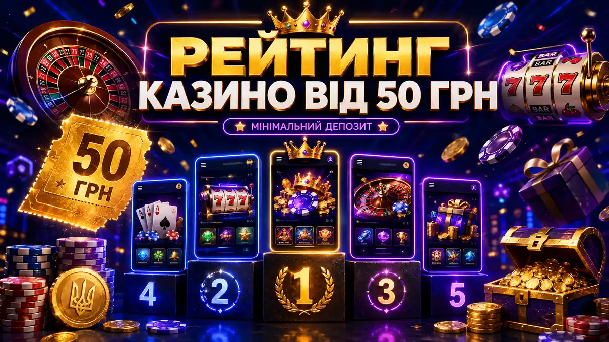 Зображення рейтингу казино з депозитом 50 грн