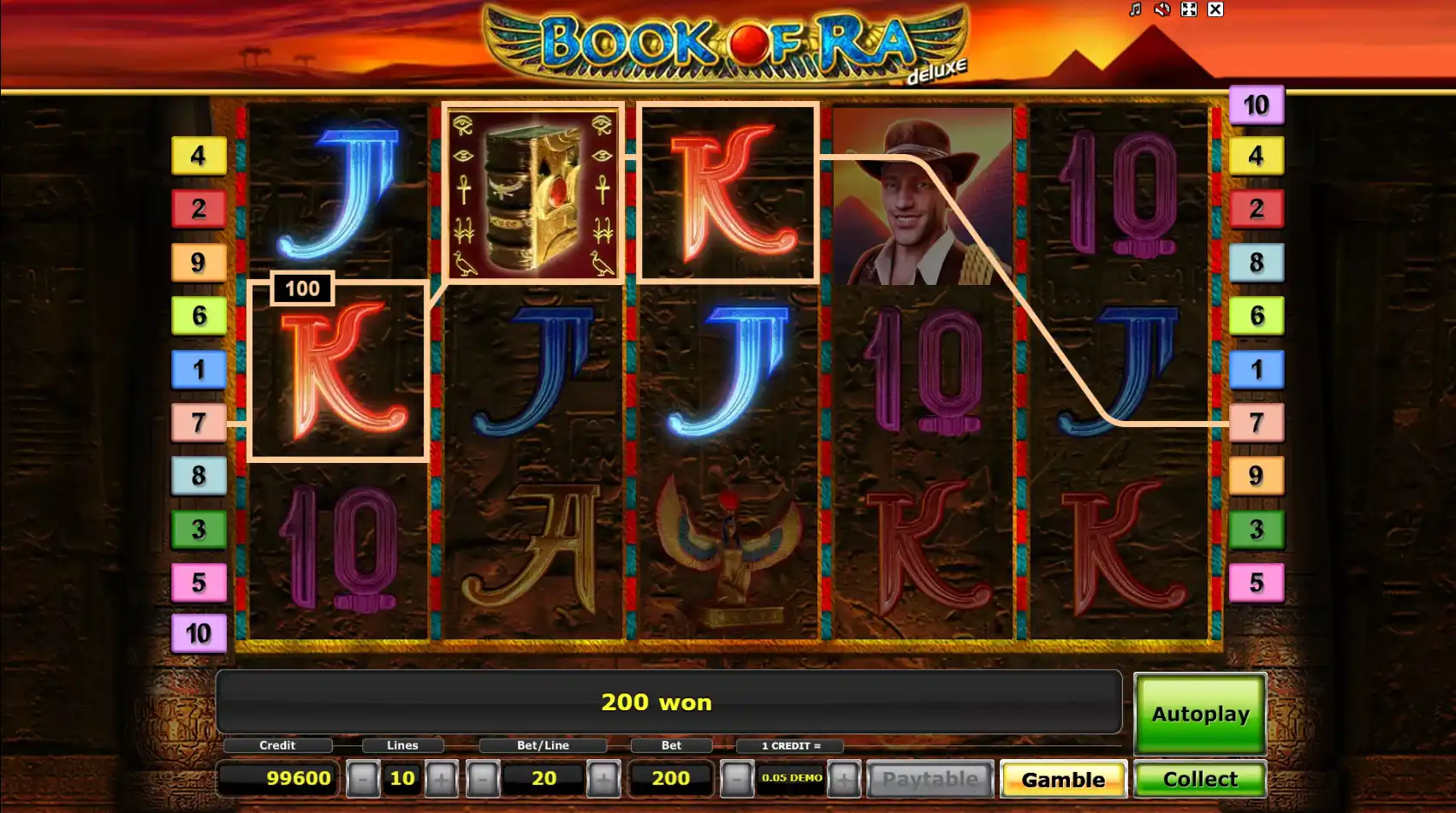 Геймплей відео слота Book of Ra Deluxe від Novomatic